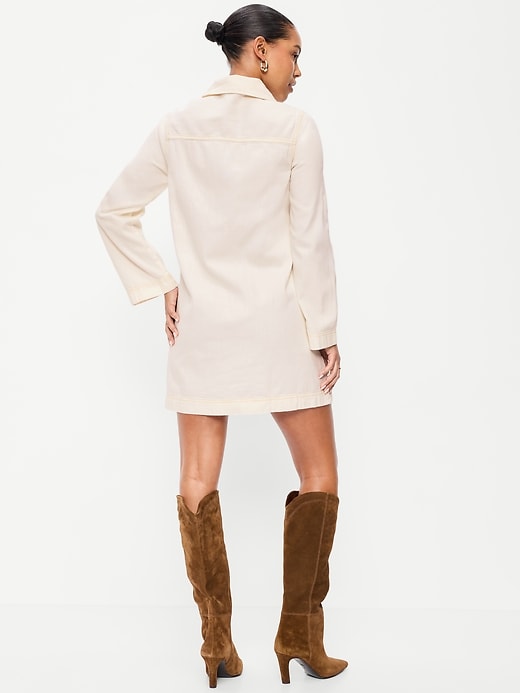 Image number 2 showing, Long-Sleeve Popover Jean Mini Dress