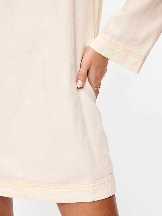 Image number 5 showing, Long-Sleeve Popover Jean Mini Dress