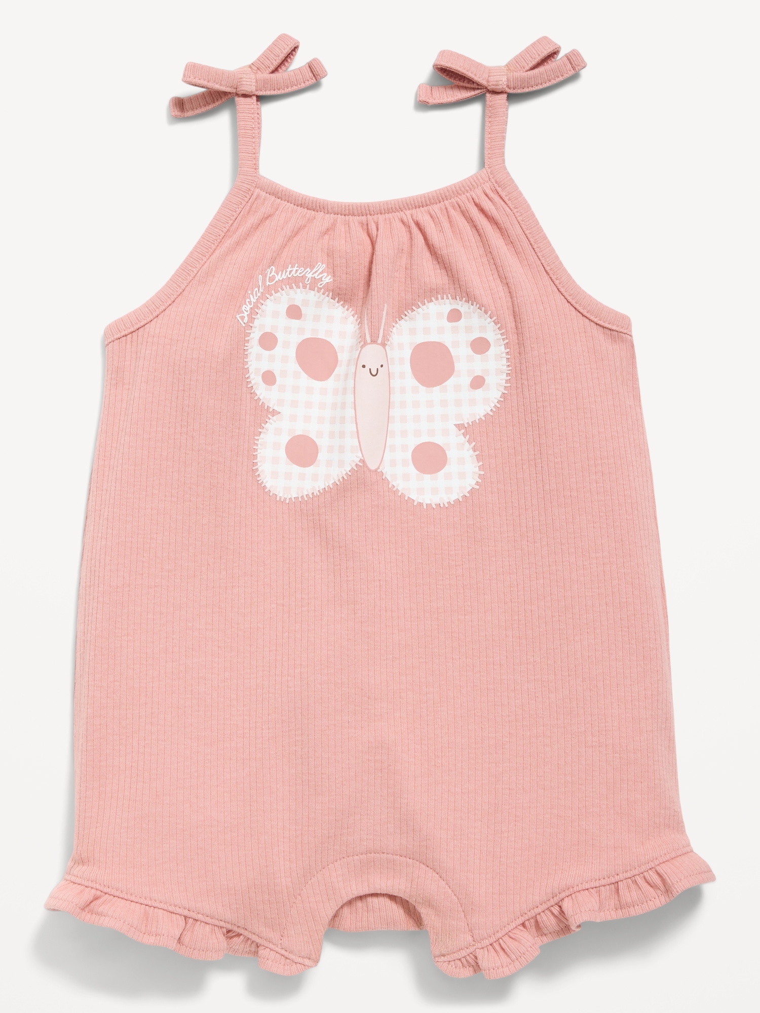 Tie-Strap Graphic One-Piece Romper for Baby