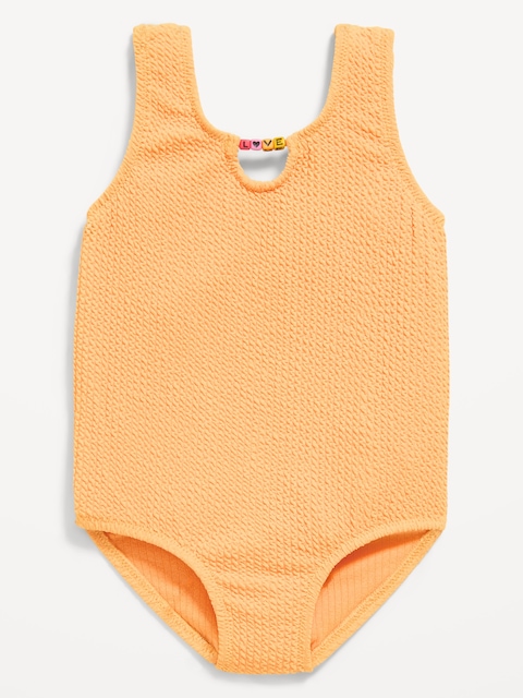 Textured Beaded One-Piece Swimsuit for Toddler Girls