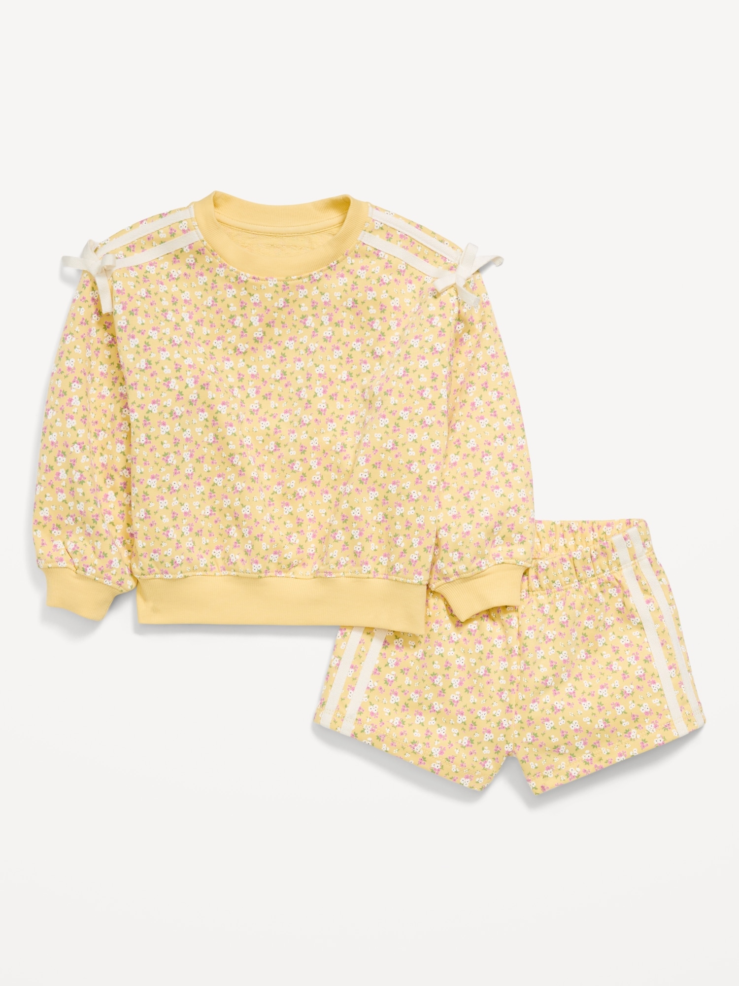Printed Long-Sleeve Sweatshirt and Shorts Set for Toddler Girls