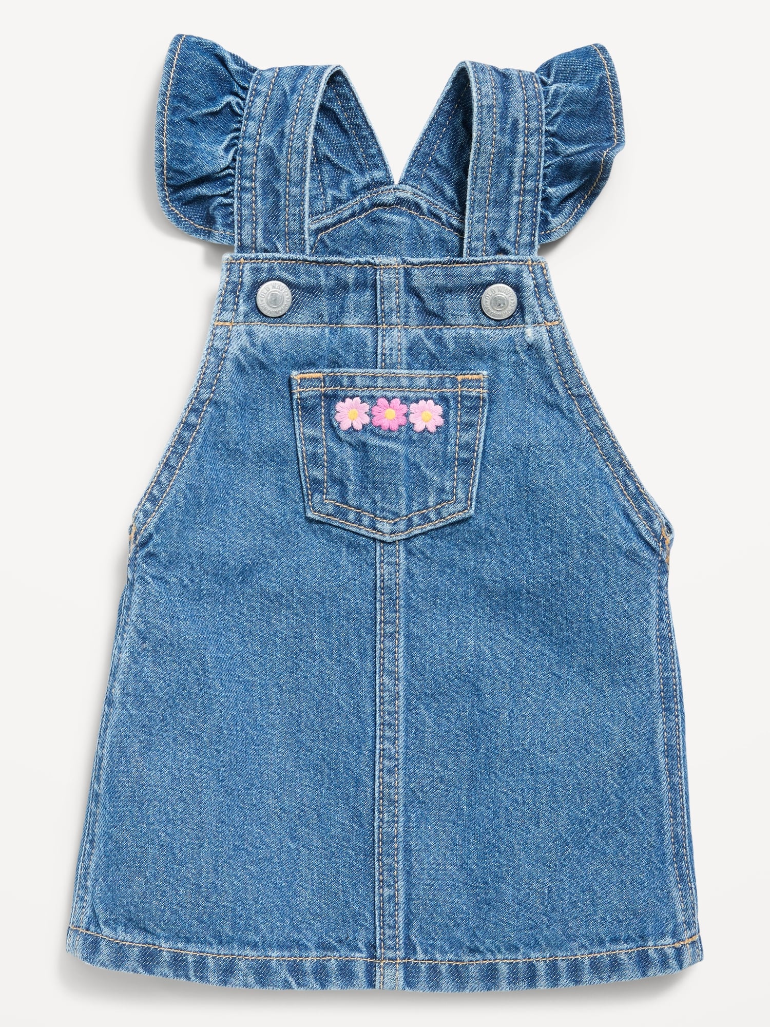 Ruffled Pocket Jean Skirtall Dress for Baby