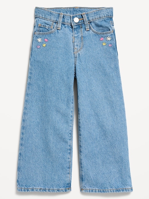Image number 1 showing, Baggy Embroidered Wide-Leg Jeans for Toddler Girls