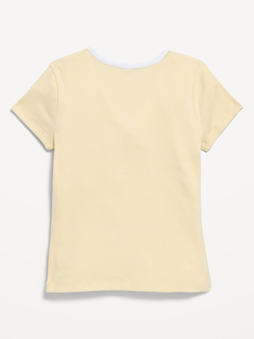 Image number 3 showing, Fitted Short-Sleeve Ribbed Bow Top for Girls