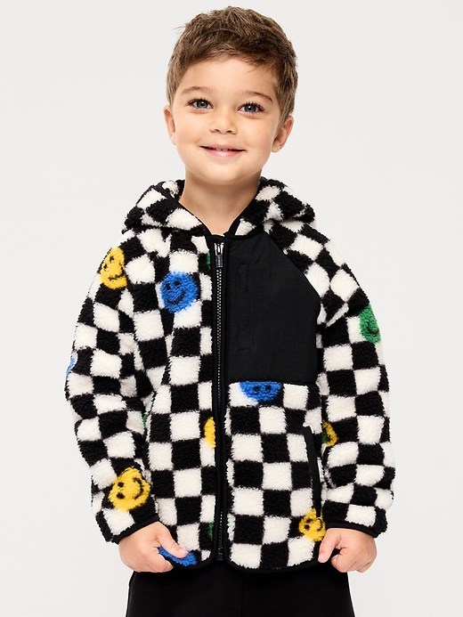 Image number 1 showing, Oversized Sherpa Hooded Jacket for Toddler Boys