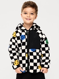 Image number 1 showing, Oversized Sherpa Hooded Jacket for Toddler Boys