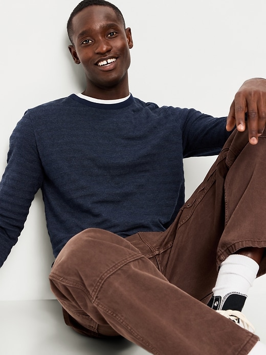 Image number 3 showing, Long-Sleeve Textured-Knit Striped T-Shirt