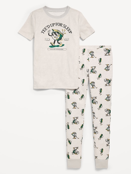 Image number 1 showing, Gender-Neutral Snug-Fit Graphic Pajama Set for Kids
