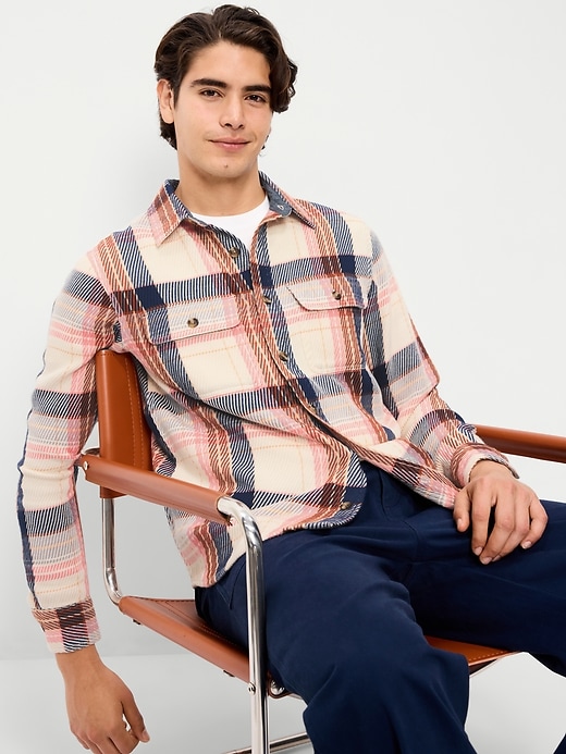 Image number 3 showing, Loose Fit Textured Plaid Pocket Shirt