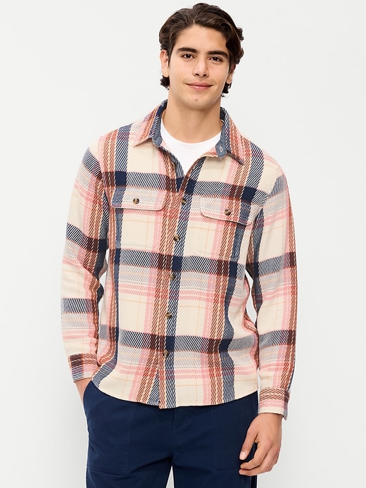 Image number 1 showing, Loose Fit Textured Plaid Pocket Shirt