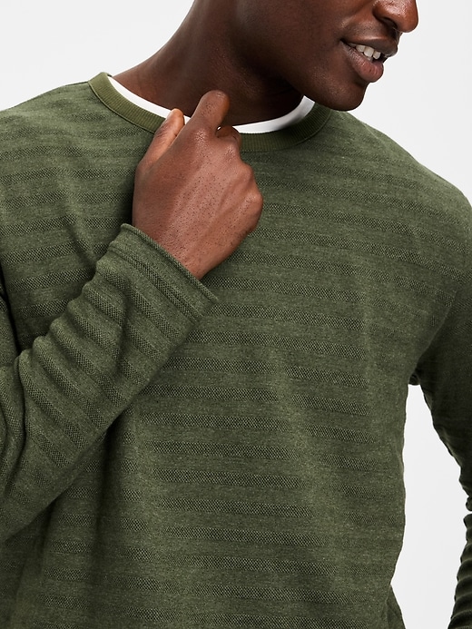 Image number 3 showing, Long-Sleeve Textured-Knit Striped T-Shirt