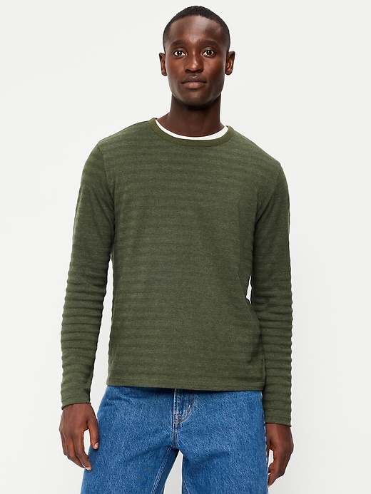 Image number 1 showing, Long-Sleeve Textured-Knit Striped T-Shirt
