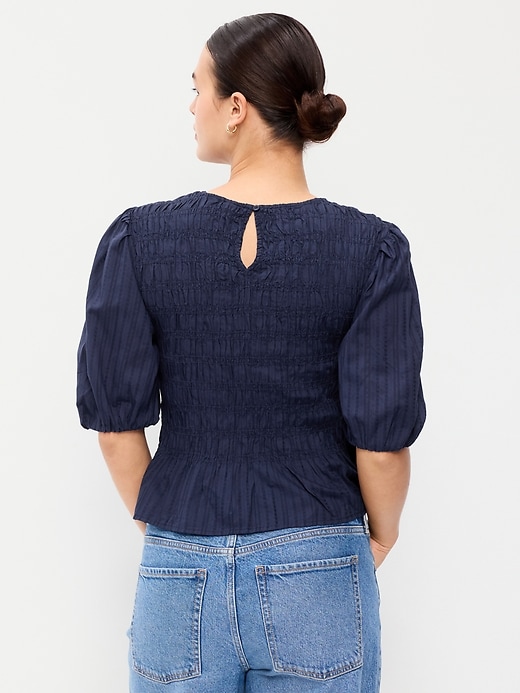 Image number 5 showing, Puff Sleeve Peplum Smocked Top