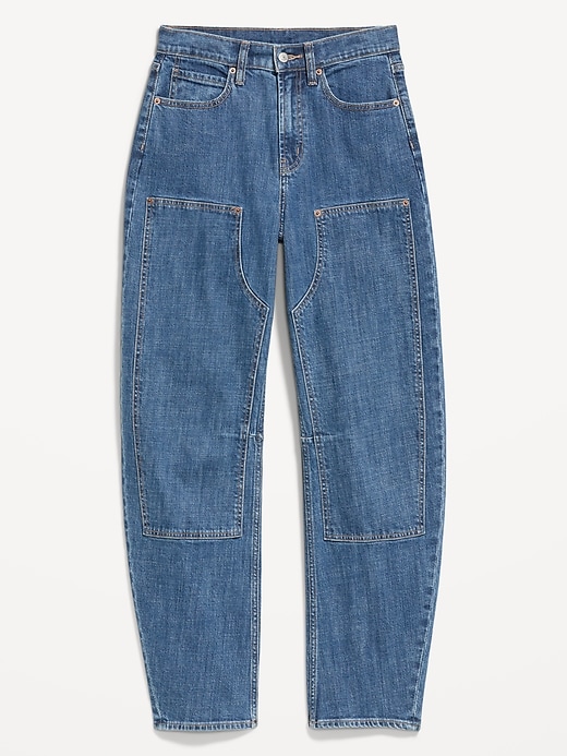 Image number 1 showing, High-Waisted Baggy Barrel Utility Jeans