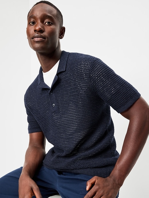 Image number 1 showing, Short-Sleeve Polo Sweater