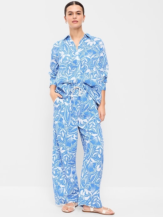 L'image numéro 5 présente Pantalon coupe baril longueur cheville à taille haute