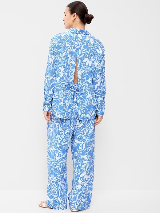 L'image numéro 6 présente Pantalon coupe baril longueur cheville à taille haute