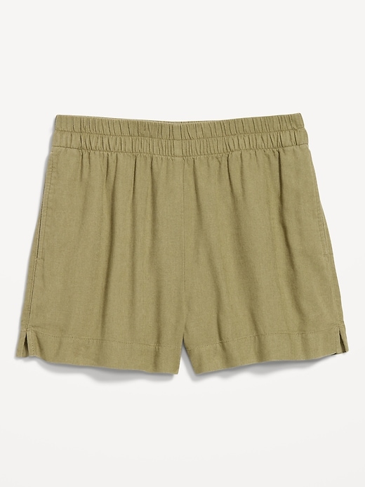 Image number 6 showing, High-Waisted Beach Linen Pull-On Shorts