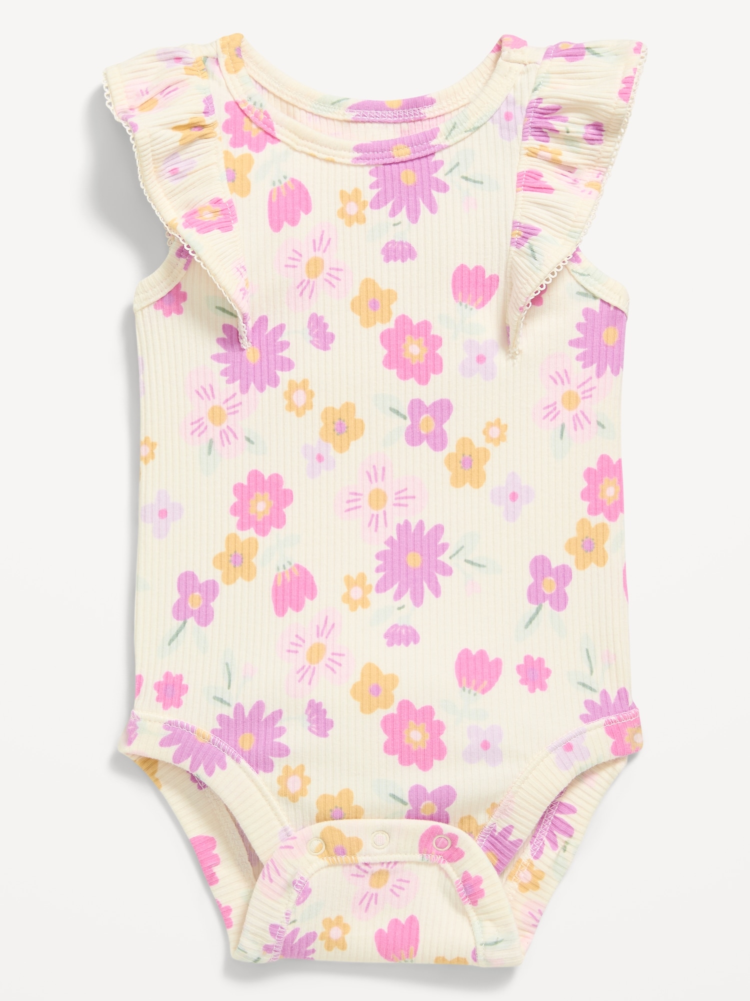 Ruffle-Trim Ribbed Bodysuit for Baby