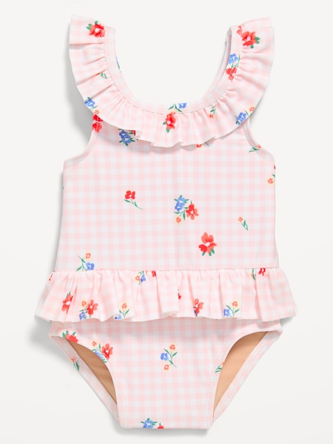 MAILLOT DE BAIN UNE-PIÈCE AVEC BORDURE À VOLANTS ET MOTIF POUR BÉBÉ