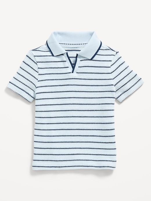 L'image numéro 1 présente Polo en tricot texturé à rayures pour tout-petit