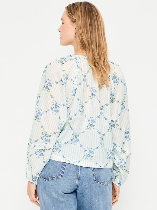 Image number 5 showing, Long-Sleeve Ruffle Trim Top