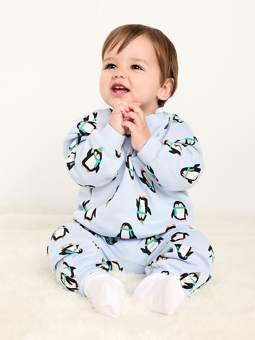 L'image numéro 1 présente Chandail en coton ouaté à manches longues à imprimé pour bébé