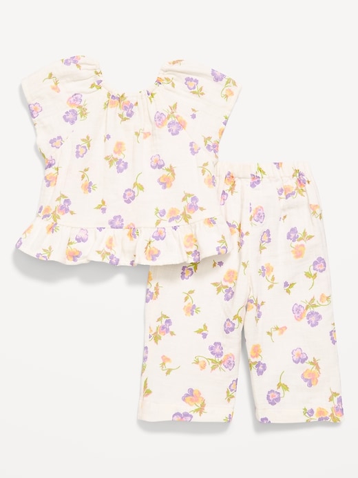 Image number 2 showing, Flutter-Sleeve Top and Wide-Leg Pants Set for Baby