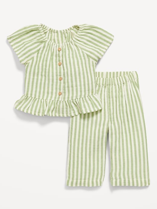 Image number 1 showing, Flutter-Sleeve Top and Wide-Leg Pants Set for Baby