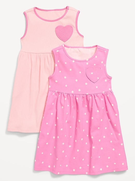 Image number 1 showing, Sleeveless Heart-Pocket Dress 2-Pack for Toddler Girls