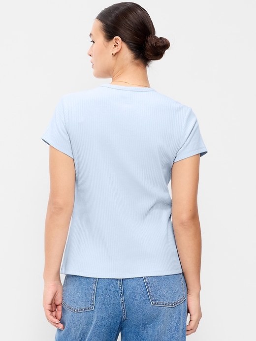 Image number 6 showing, Short-Sleeve Ribbed Button-Down Top
