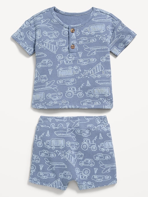 Image number 2 showing, Printed Waffle-Knit Henley Shirt and Shorts Set for Baby
