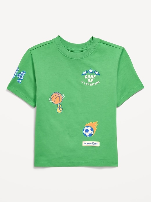 Image number 1 showing, Oversized Short-Sleeve Birthday Graphic T-Shirt for Toddler Boys