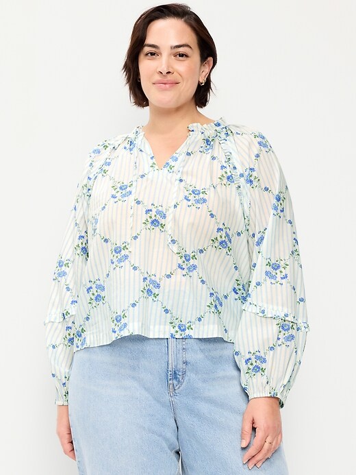 Image number 6 showing, Long-Sleeve Ruffle Trim Top
