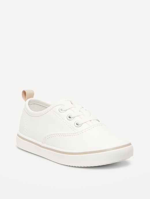 L'image numéro 1 présente Chaussures de sport unisexes en similicuir à laçage élastique pour tout-petit