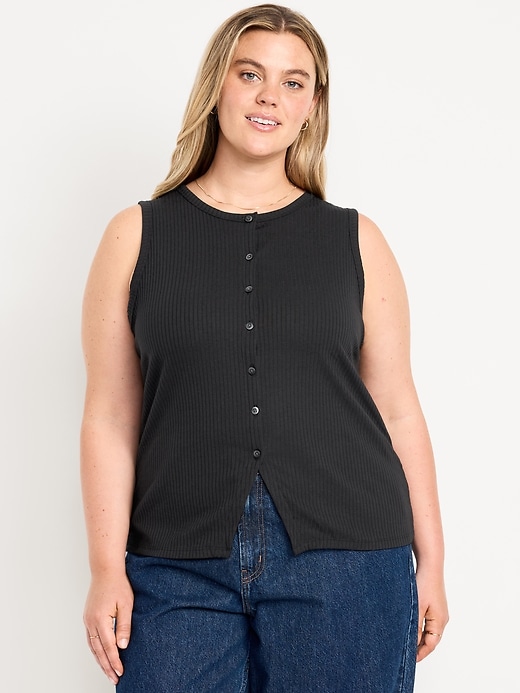Image number 7 showing, Sleeveless Button-Down Ribbed Top