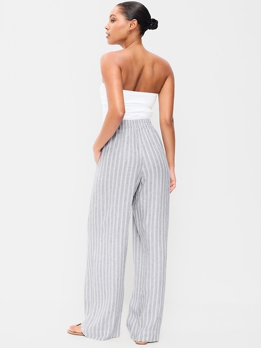 Image number 3 showing, High-Waisted Linen-Blend Super Wide-Leg Pants