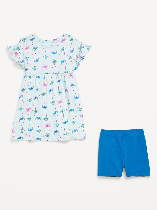 Image number 3 showing, Disney© Ruffled Short-Sleeve Dress and Biker Shorts Set for Toddler Girls