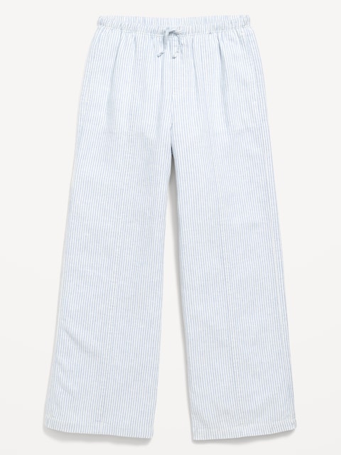 Striped Linen-Blend Wide-Leg Pants for Girls