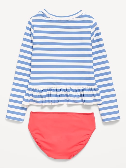 Image number 2 showing, Printed Long-Sleeve Rashguard Swim Top Set for Toddler Girls