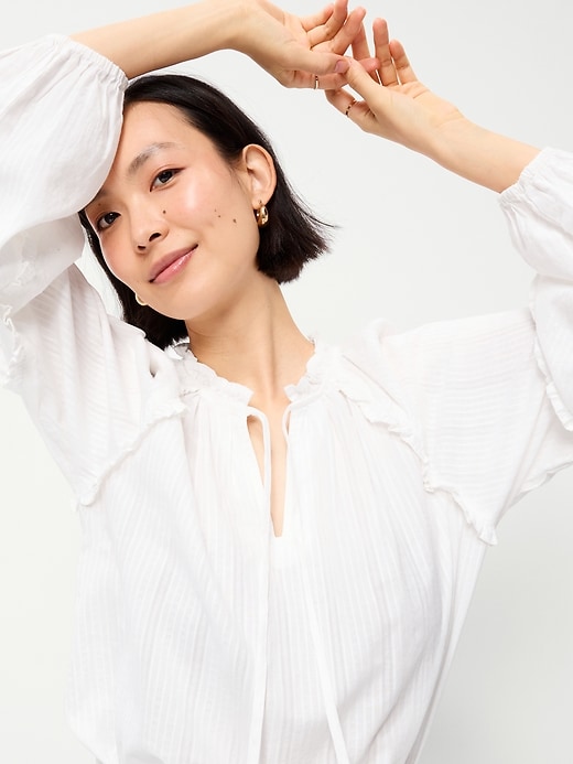 Image number 4 showing, Long-Sleeve Ruffled Popover Top