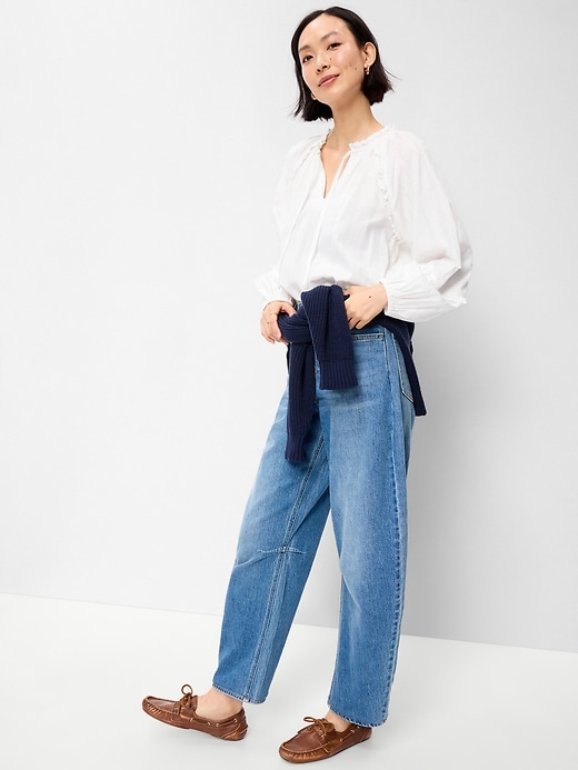 Image number 3 showing, Long-Sleeve Ruffled Popover Top