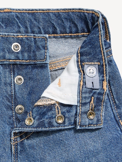 L'image numéro 2 présente Jean coupe généreuse jambe large en denim à braguette à boutons pour toute-petite