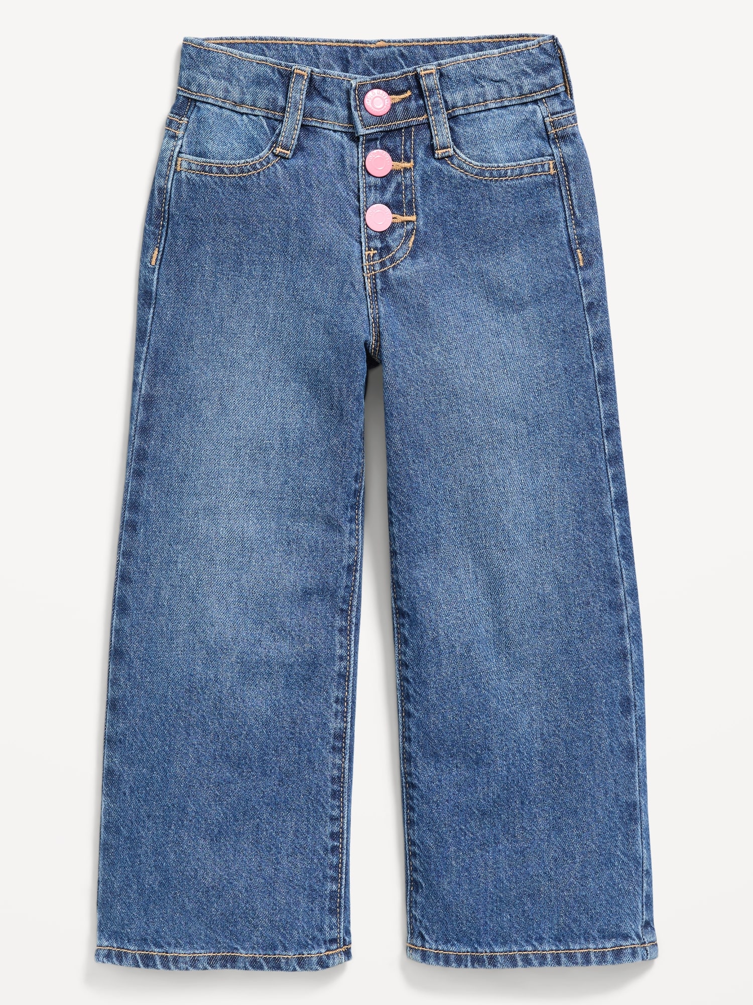 Baggy Button-Fly Wide-Leg Jeans for Toddler Girls