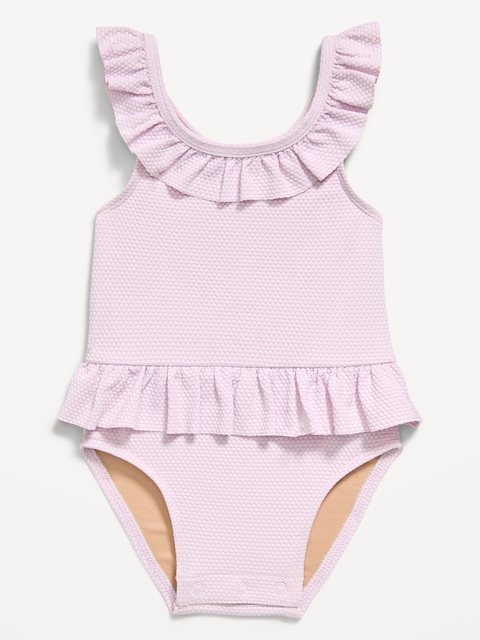 MAILLOT DE BAIN UNE-PIÈCE TEXTURÉ AVEC BORDURE À VOLANTS POUR BÉBÉ
