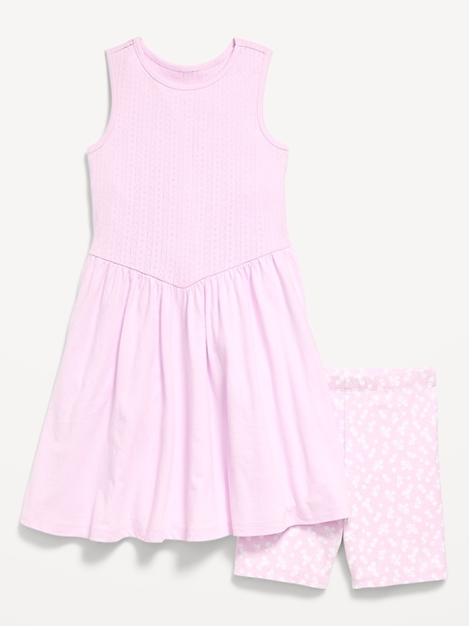 Image number 1 showing, Sleeveless Fit and Flare Dress & Biker Shorts Set for Girls