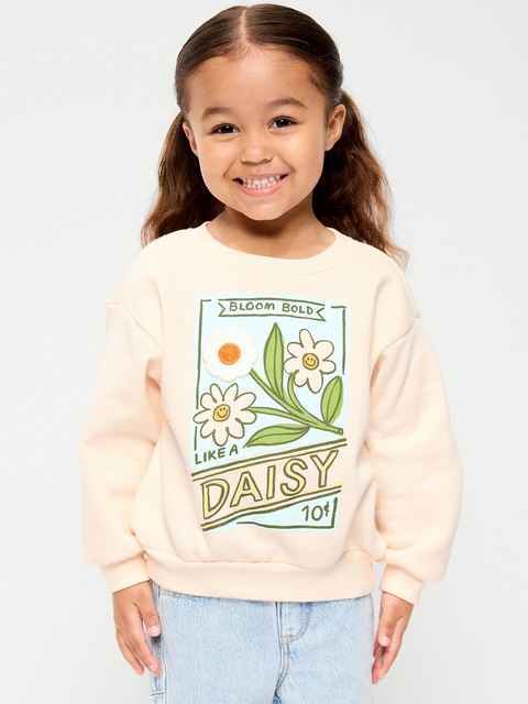 Crew-Neck Graphic Sweatshirt for Toddler Girls
