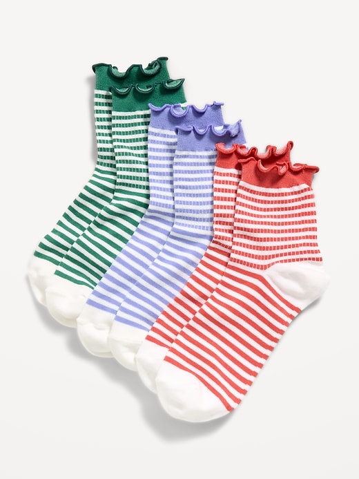 Image number 1 showing, Ruffled Crew Sock 3-Pack for Women
