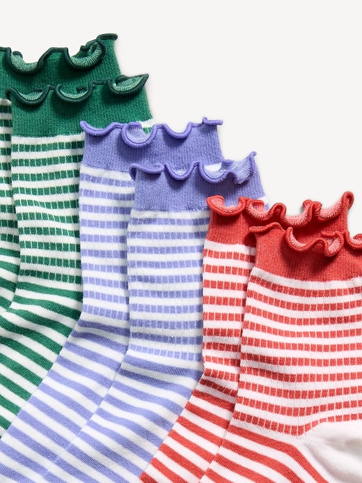 Image number 2 showing, Ruffled Crew Sock 3-Pack for Women