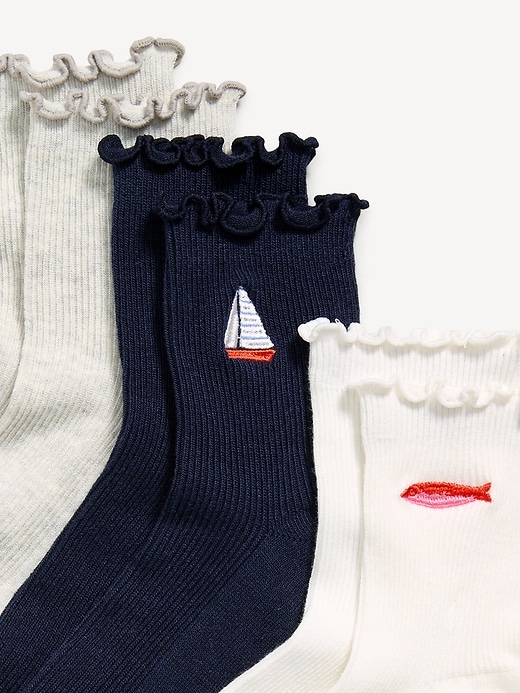 Image number 2 showing, Ruffled Crew Sock 3-Pack for Women